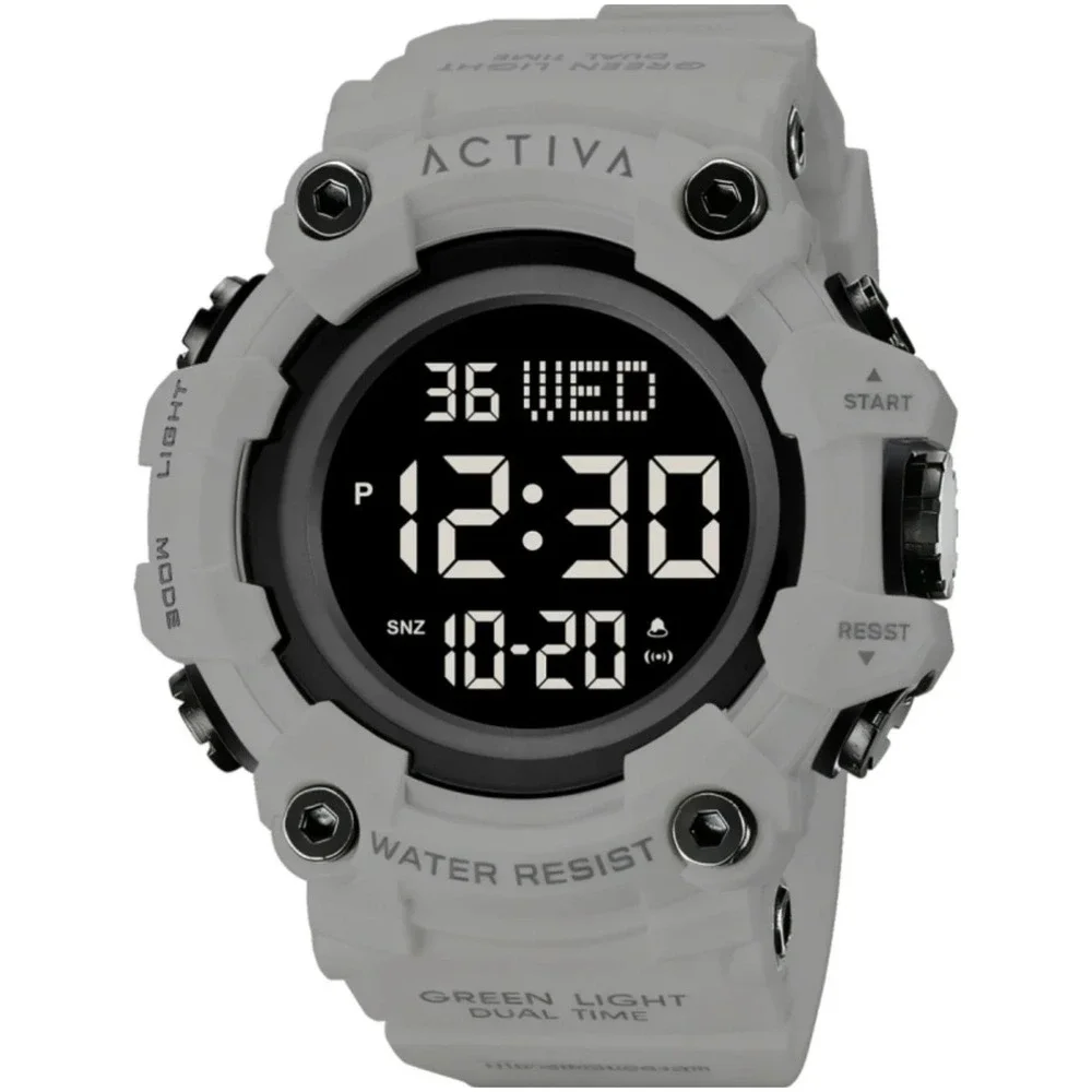 Activa by Invicta Mens Digital Sports Watch Grey Black Water Resist New in Box